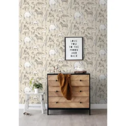 ESTAhome behang jungle dieren beige - 53 x 1005 cm