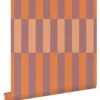 ESTAhome behang linnen-look strepen paars en oranje - 50 x 900 cm