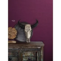 ESTAhome behang - linnenstructuur - bordeaux rood - 53 cm x 10,05 m