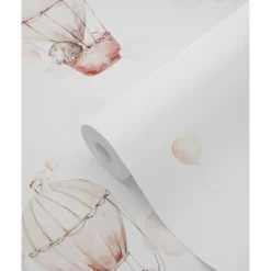 ESTAhome behang luchtballonnen licht roze en beige - 50 x 900 cm
