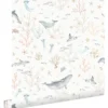ESTAhome behang onderwaterwereld beige en vergrijsd blauw - 50 x 900 cm
