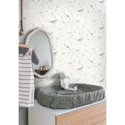 ESTAhome behang onderwaterwereld beige en vergrijsd blauw - 50 x 900 cm