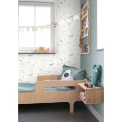 ESTAhome behang onderwaterwereld beige en vergrijsd blauw - 50 x 900 cm