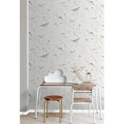 ESTAhome behang onderwaterwereld beige en vergrijsd blauw - 50 x 900 cm