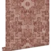 ESTAhome behang oosters kelim tapijt donker terracotta roze - 50 x 900 cm