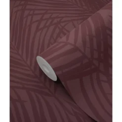 ESTAhome behang palmbladeren aubergine paars - 50 x 900 cm