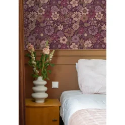 ESTAhome behang retro bloemen mauve paars - 50 x 900 cm