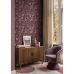 ESTAhome behang retro bloemen mauve paars - 50 x 900 cm