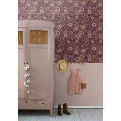 ESTAhome behang retro bloemen mauve paars - 50 x 900 cm