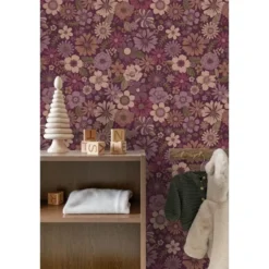 ESTAhome behang retro bloemen mauve paars - 50 x 900 cm