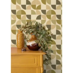 ESTAhome behang retro ornamenten olijfgroen - 50 x 900 cm