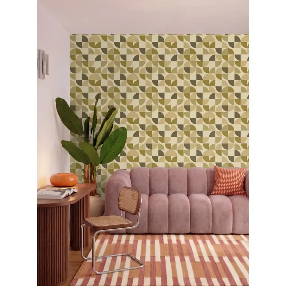 ESTAhome behang retro ornamenten olijfgroen - 50 x 900 cm