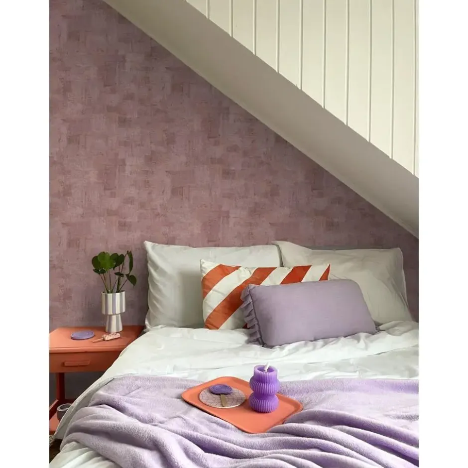 ESTAhome behang schilderachtige structuur mauve paars - 50 x 900 cm