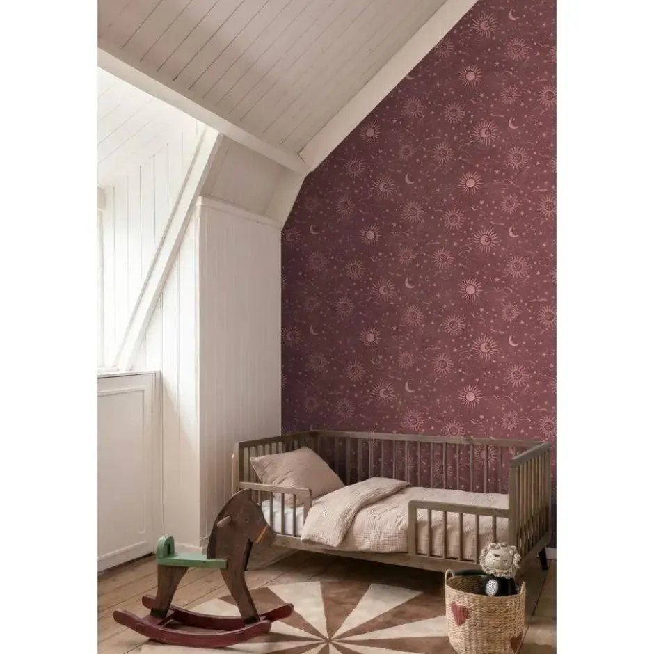 ESTAhome behang sterrenhemel bordeaux rood - 50 x 900 cm