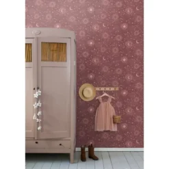 ESTAhome behang sterrenhemel bordeaux rood - 50 x 900 cm