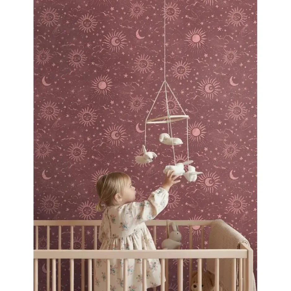 ESTAhome behang sterrenhemel bordeaux rood - 50 x 900 cm