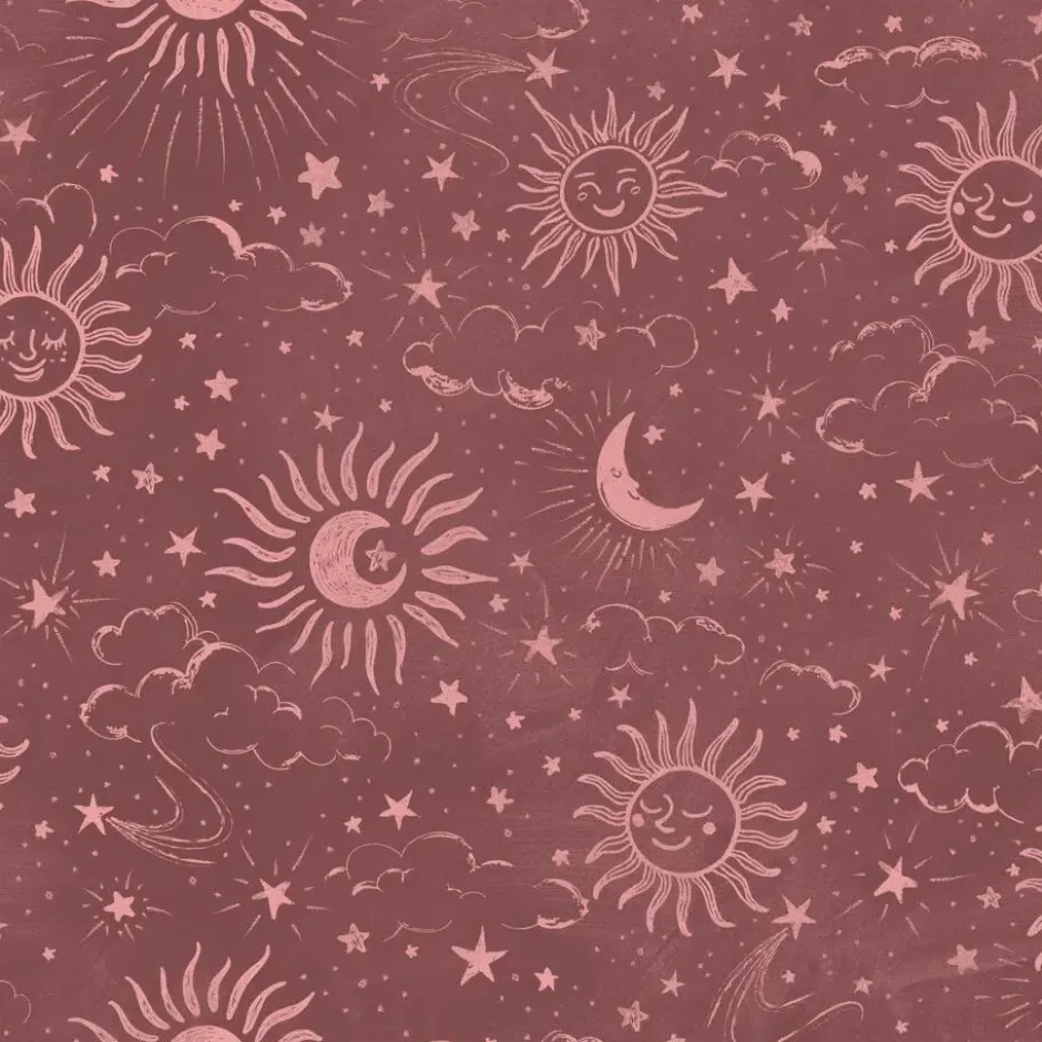 ESTAhome behang sterrenhemel bordeaux rood - 50 x 900 cm