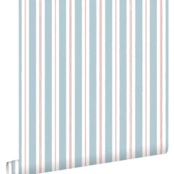 ESTAhome behang strepen blauw en rood - 50 x 900 cm