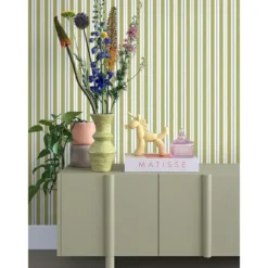 ESTAhome behang strepen groen en blauw - 50 x 900 cm