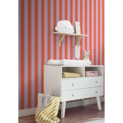 ESTAhome behang strepen oranje en lila paars - 53 x 1005 cm