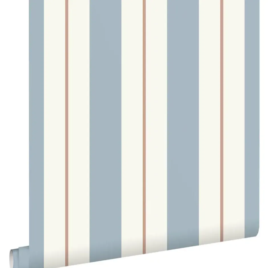 ESTAhome behang strepen vergrijsd blauw - 53 x 1005 cm