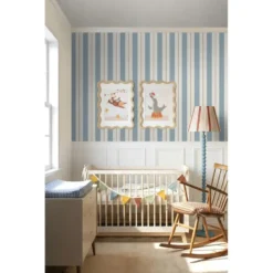 ESTAhome behang strepen vergrijsd blauw - 53 x 1005 cm