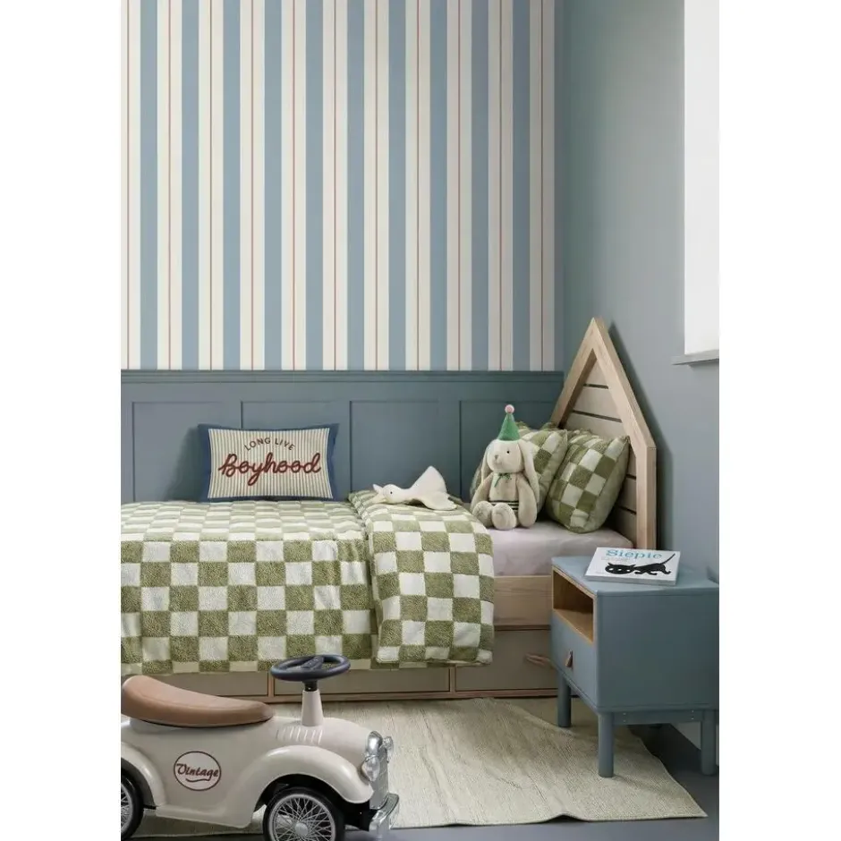 ESTAhome behang strepen vergrijsd blauw - 53 x 1005 cm