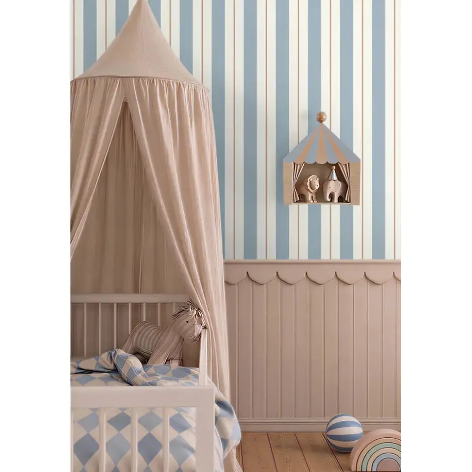 ESTAhome behang strepen vergrijsd blauw - 53 x 1005 cm