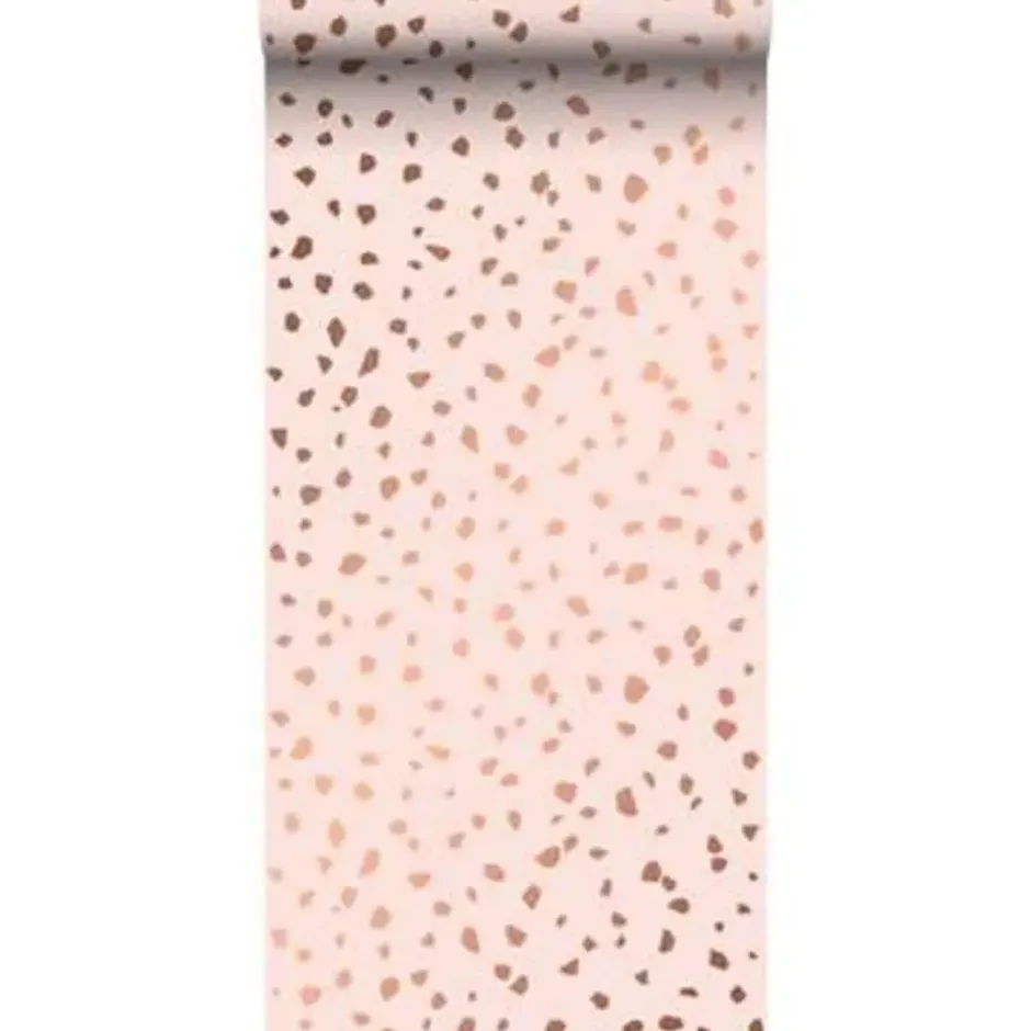 ESTAhome behang - terrazzo - zacht roze en roségoud - 0.53 x 10.05 m