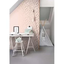 ESTAhome behang - terrazzo - zacht roze en roségoud - 0.53 x 10.05 m