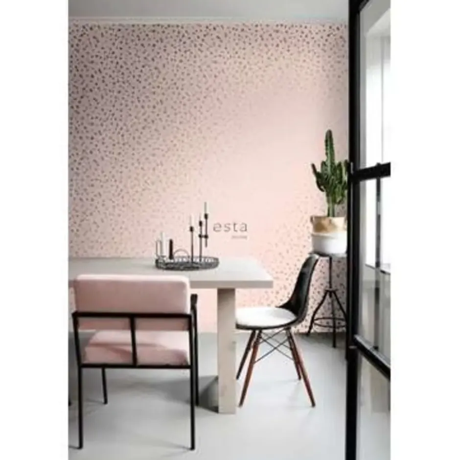 ESTAhome behang - terrazzo - zacht roze en roségoud - 0.53 x 10.05 m