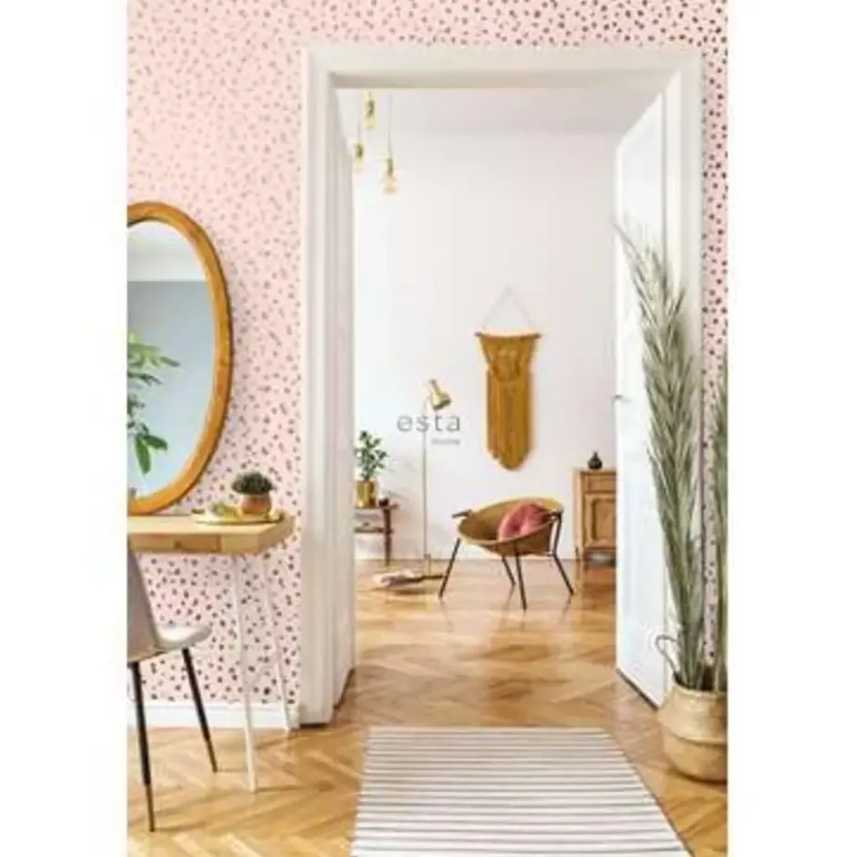 ESTAhome behang - terrazzo - zacht roze en roségoud - 0.53 x 10.05 m