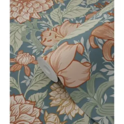 ESTAhome behang vintage bloemen vergrijsd blauw - 53 x 1005 cm