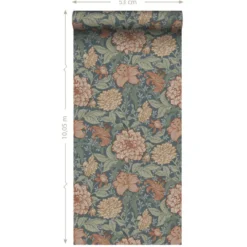 ESTAhome behang vintage bloemen vergrijsd blauw - 53 x 1005 cm