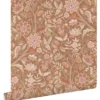 ESTAhome behang vintage bloemen bruin, terracotta en paars - 50 x 900 cm