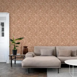 ESTAhome behang vintage bloemen bruin, terracotta en paars - 50 x 900 cm