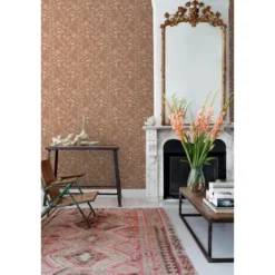 ESTAhome behang vintage bloemen bruin, terracotta en paars - 50 x 900 cm