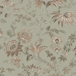 ESTAhome behang vintage bloemen vergrijsd mintgroen en zacht roze