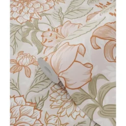 ESTAhome behang vintage bloemen oudroze en groen - 53 x 1005 cm