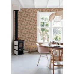 ESTAhome behang vintage bloemen oudroze, vergrijsd groen en terracotta roze