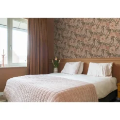 ESTAhome behang vintage bloemen oudroze, vergrijsd groen en terracotta roze