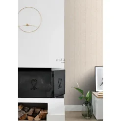 ESTAhome behang visgraat-motief zandkleurig en beige - 53 x 1005 cm