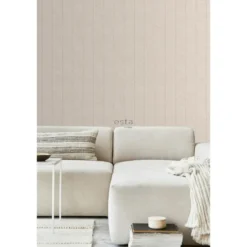ESTAhome behang visgraat-motief zandkleurig en beige - 53 x 1005 cm