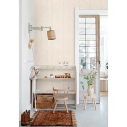 ESTAhome behang visgraat-motief zandkleurig en beige - 53 x 1005 cm