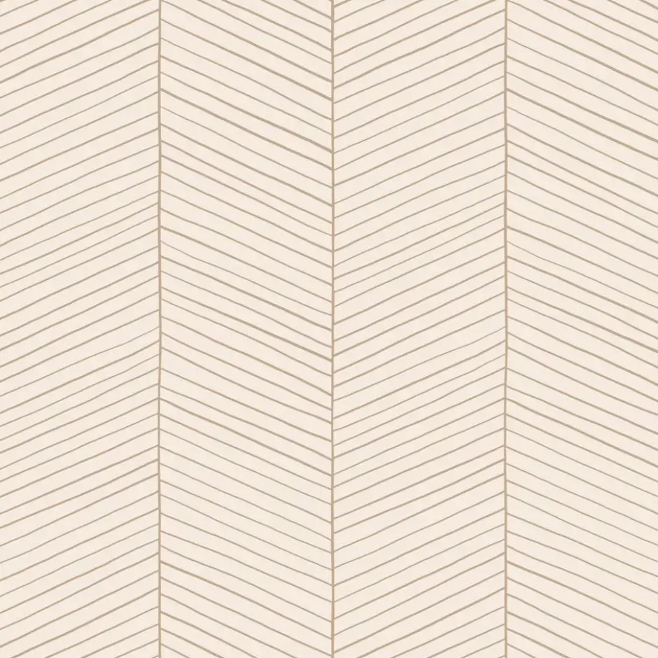 ESTAhome behang visgraat-motief zandkleurig en beige - 53 x 1005 cm
