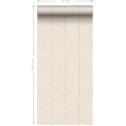 ESTAhome behang visgraat-motief zandkleurig en beige - 53 x 1005 cm