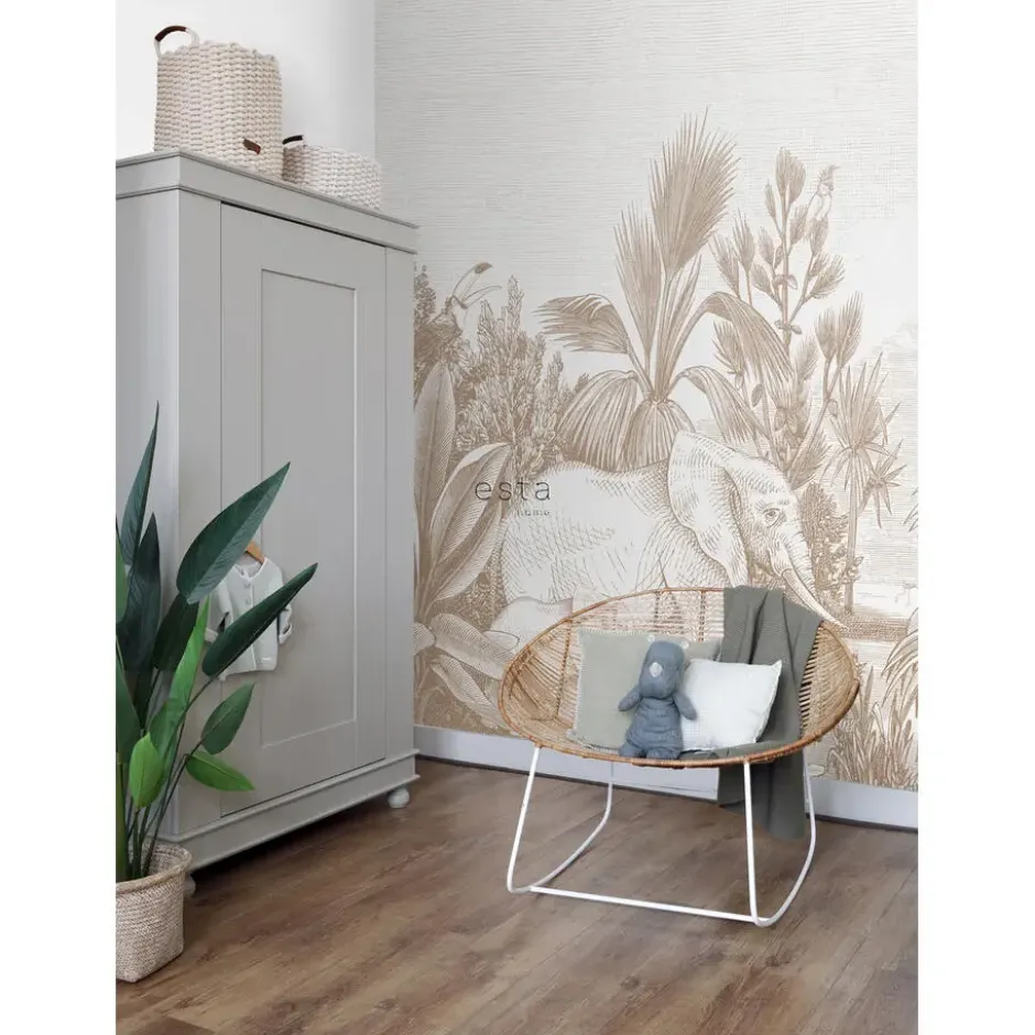 ESTAhome fotobehang jungle-motief beige - 300 x 279 cm