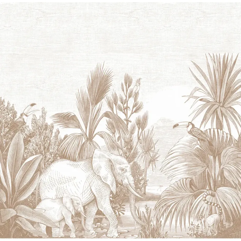 ESTAhome fotobehang jungle-motief beige - 300 x 279 cm