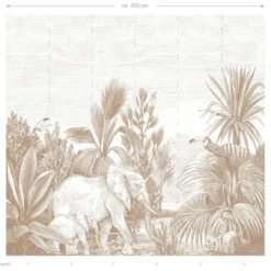 ESTAhome fotobehang jungle-motief beige - 300 x 279 cm