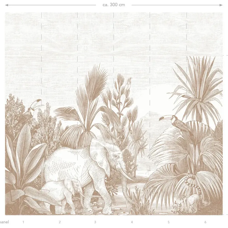 ESTAhome fotobehang jungle-motief beige - 300 x 279 cm